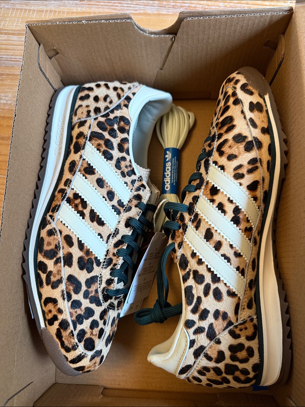 adidas original SL 72 Women’s Leopard Print Sneakers in Cream & Brown - Picture 6 of 8